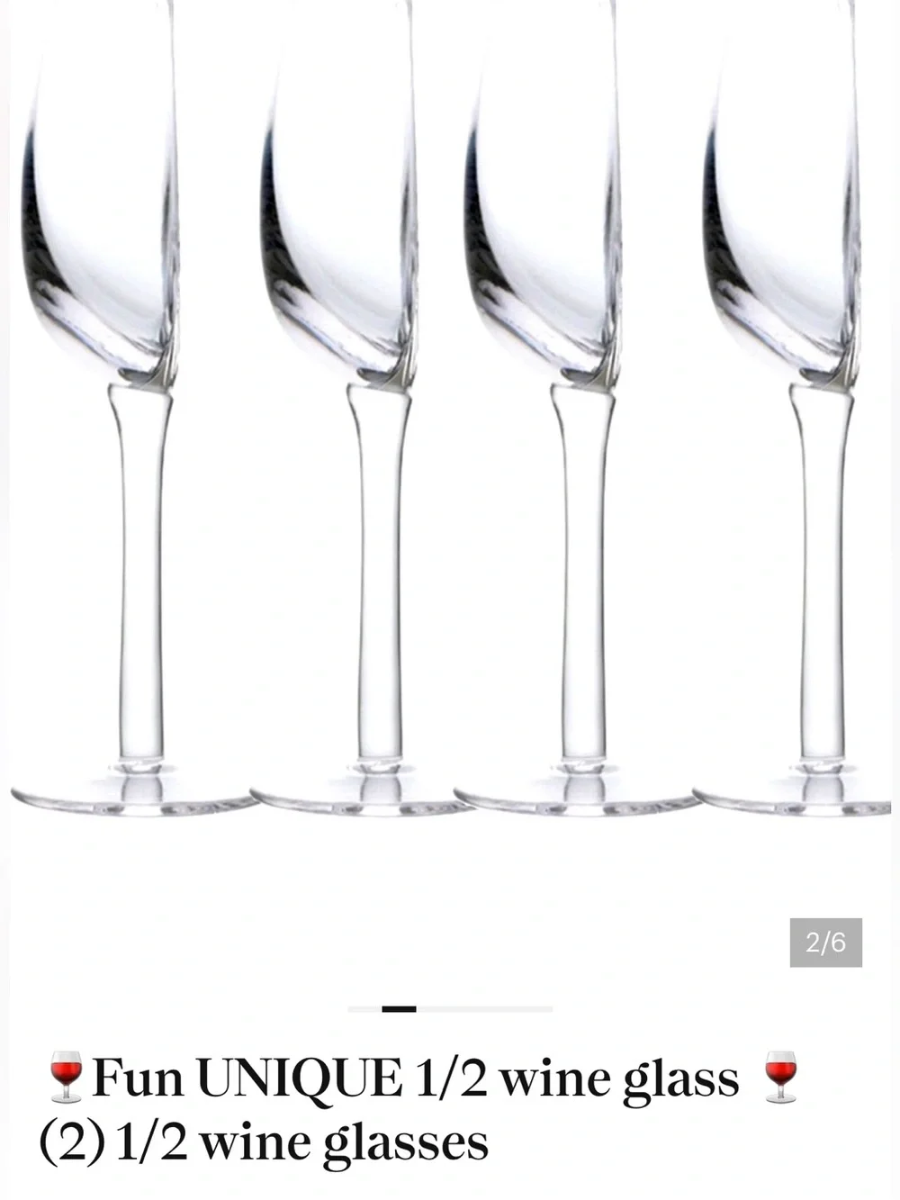 Set of 2 Clear Half Wine Glasses - Elegant Stemware